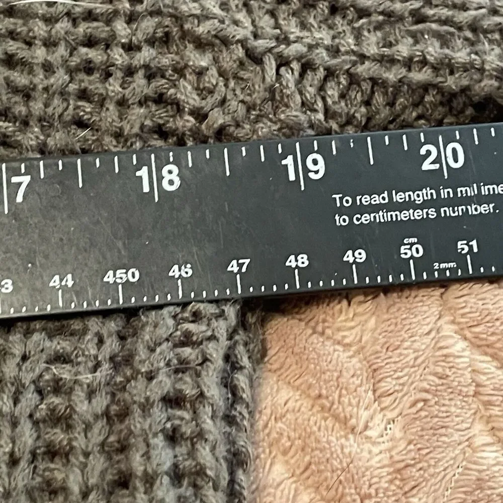 Love Change Italy Womens 14 Cable Knit Gray Sweater  Zipper Slit Ribbed‎ Hi Low